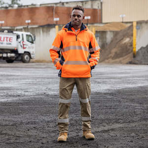 Hi Vis Sweatshirts Fleeces: Bisley Flex & Move Hi Vis Taped Water Repellent Hoodie