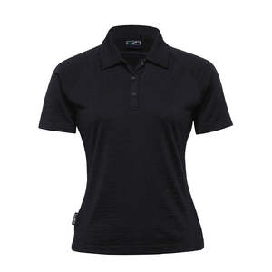 Womens Hi Vis Safety Workwear: Merino Womens Short Sleeve Polo, Black