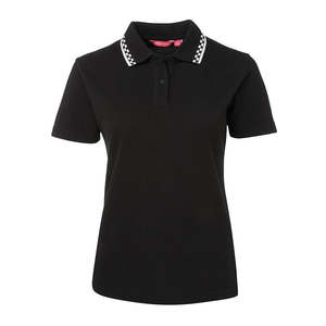 Womens Hi Vis Polo Shirts: JB’s Ladies Chef Polo Shirt, Black/White