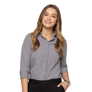 Womens Work Shirts: Wesgarth Womens Gingham 3/4 Sleeve Shirt