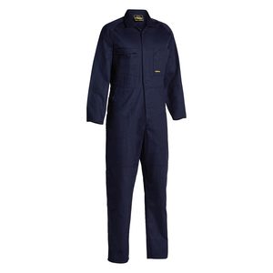 Work Overalls: Bisley Cotton Drill Long Sleeve Coverall, Navy