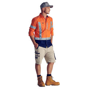 Workwear Pants Shorts: Bisley Flex & Move Stretch Utility Zip Cargo Short
