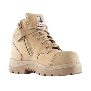 Zip Side Safety Boots: Steel Blue Parkes Ladies Zip Composite Safety Boot, Sand