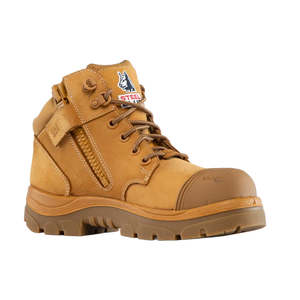 Zip Side Safety Boots: Steel Blue Parkes EH Zip Composite Safety Boot, Wheat