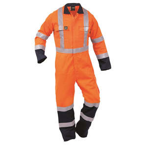 Hi Vis Clothing: Bison FR TTMC-W Cotton Zip Overall, Orange/Navy