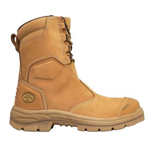 Work Boots Safety Boots: Oliver 55-385 200mm Hi-Leg Zip Sided Safety Boot, Wheat