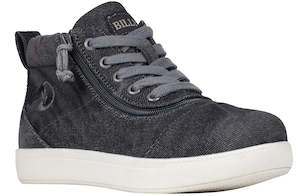 Big Kids: Black Acid Wash BILLY D|R II Short Wrap High Tops (Wide)