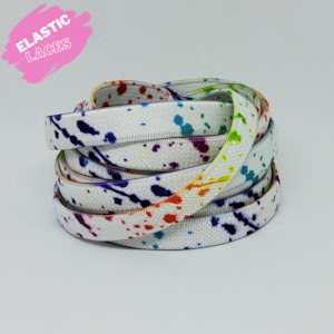 Elastic White Paint Splash Shoelaces