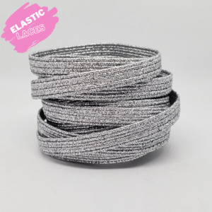 Shoe Laces: Elastic Silver Shimmer Shoelaces