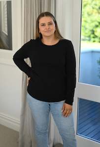 Top: Basic Long Sleeve Top - Black