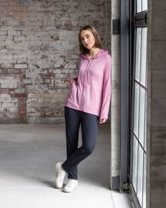 ZIP UP HOODED JACKET W/ SCOOP BACK HEM