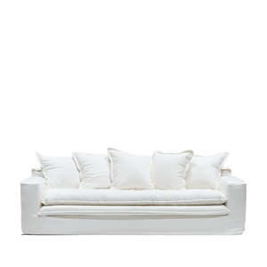 Furniture: Keely 3 Seater Slipcover Sofa - White