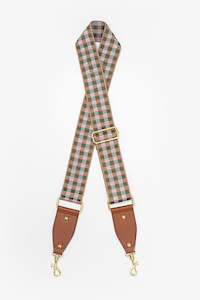 Bag Strap: Bag Strap - Khaki & Blush Checked