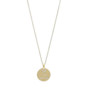 Jewellery: Pisces Zodiac Sign Necklace-Gold Plated-Crystal