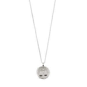 Jewellery: Libra Zodiac Sign Necklace - Silver Plated - Crystal
