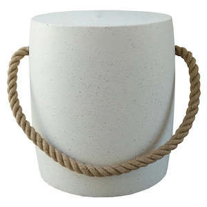 Furniture: Rope Stool Round - White Terazzo