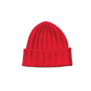 Merino Blend Ribbed Beanie - Flame