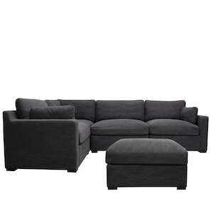 LISBON 5 PIECE MODULAR SOFA SETTING - RELAXED BLACK