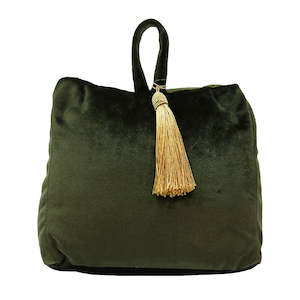 Home Decor: Velvet Doorstop - Green