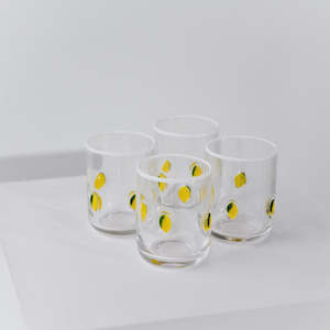 Mugs Cups Glassware Bar: Lemon Icon Glass - Set of 4
