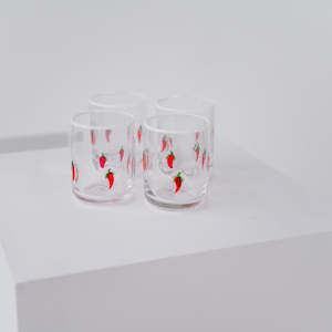 Mugs Cups Glassware Bar: Chilli Icon Glass - Set of 4