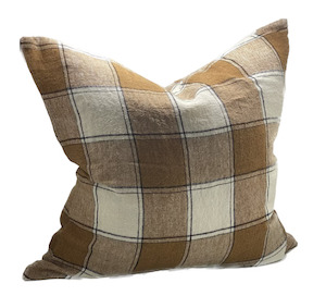 Cushions Covers: CUSHION COVER WITH FEATHER INNER - TOBACCO