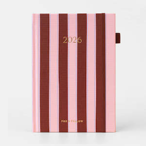 2026 A5 Vertical Planner - Burgundy Stripe