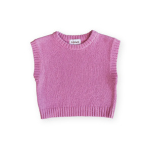Girls Jumpers Hoodies Cardigans: Jersey Knit Vest - Raspberry