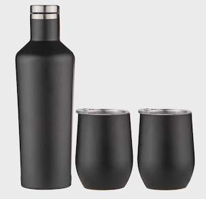 Barware Accs: Aurora Matte Black Portable Wine Gift Set