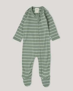 Merino Onesie - Sage Stripe