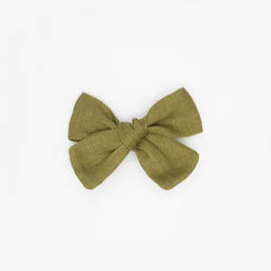 Hair Accs: Bow Clip - Linen Moss