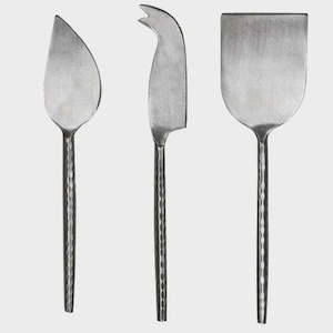 Cutlery: Hammered 3pc Silver Cheese Set