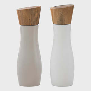 Grinders Mills: Essentials Salt & Pepper Grinders - White/Stone