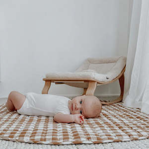 Mat Time: French Linen Play Mat - Reversible Ginger Gingham