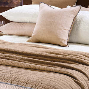 Cotton Bedding: Appetto Sepia Coverlet - 240 x 220cm