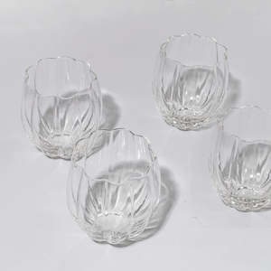 Home Lab: Petal Stemless Glass - Clear- Set of 4