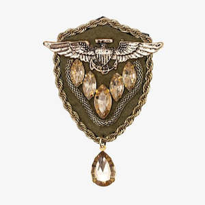 Brooches: Khaki Shield Brooch