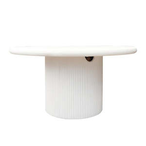 Outdoor Furniture: Patras Round Concrete Table - White