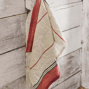 Linen: Red Selvedge Stripe Linen Teatowel