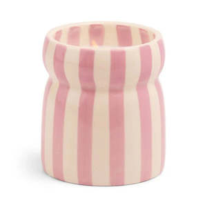CABANA STRIPED CERAMIC CANDLE - GRECIAN SAND