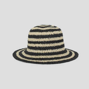 Clothing: So Relaxed Sunhat - Black & Ivory Stripes