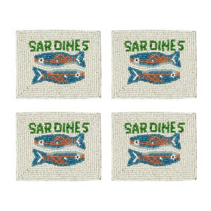Home Decor: Sardines Beaded Coasters 10x12.5cm - Set of 4