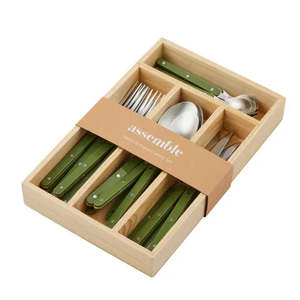 Remy 24pc Stainless Steel Cutlery 20x31x4.5cm Olive
