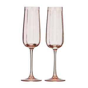 Mugs Cups Glassware Bar: Studio Glass Flute 7x24cm Peach - Set of 2