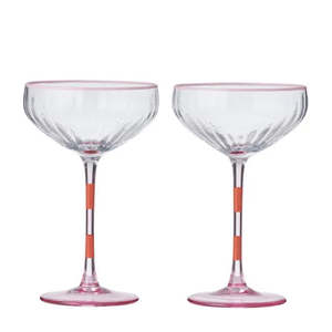 Mugs Cups Glassware Bar: Lena Glass Rib Coupe 11x18.5cm - Set of 2