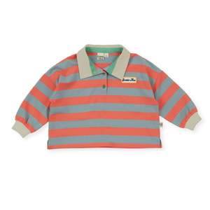 Kids: RUGBY STRIPE TERRY SWEAT TOP ORANGE