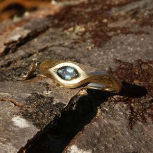Gemstone Flower Inspired Earrings: Sapphire vine leaf ring