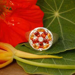 Sapphire nasturtium ring