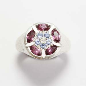 Kaleidoscope Collection: Rhodolite garnet kaleidoscope signet ring