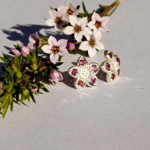 Silver And Gemstone Earrings: Breath of heaven studs